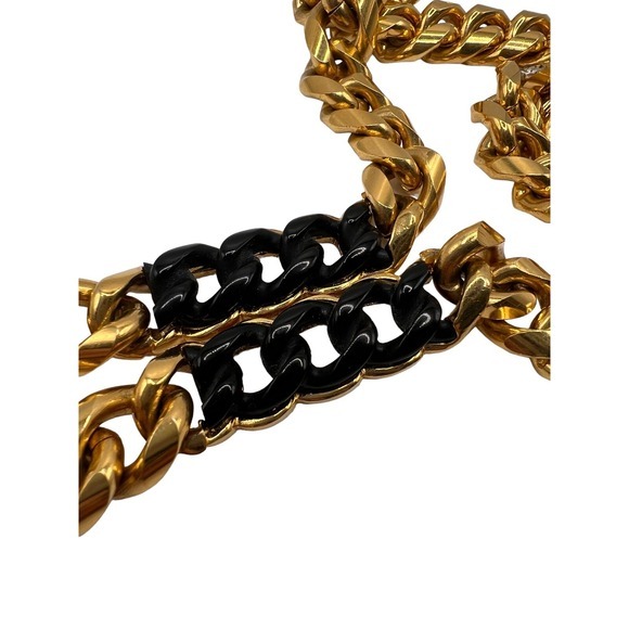 Vintage Heavy Goldtone Black Link Chain signed Givenchy 1976 Paris New York - Picture 4 of 6